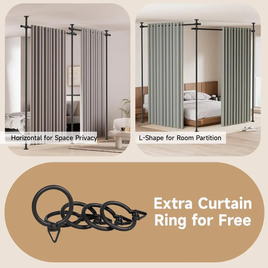 Divider for Room Separation  W, Curtain Rods No Drilling