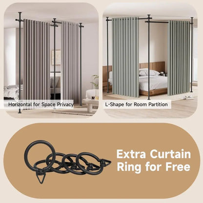 Divider for Room Separation  W, Curtain Rods No Drilling