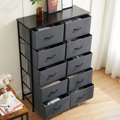 Bedside Table  With 10 Fabric Drawers Nightstand