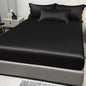 1 Simple Modern Satin Solid Color Fitted Sheet Ice Silk Bedspread