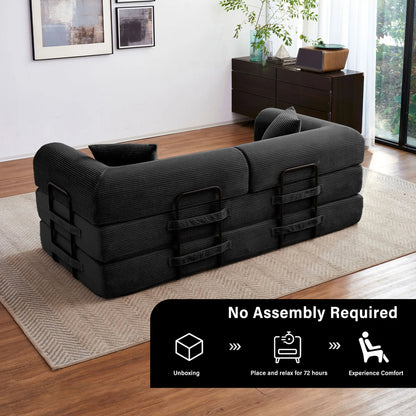 79'' Boneless Couch Foldable Convertible Futon Sleeper Sofa Bed