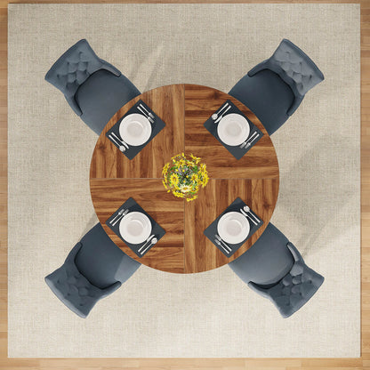 Round Beautiful Wood Dining Table for 4