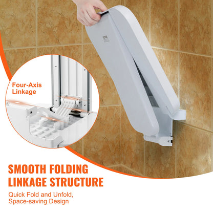 Folding ABS Shower Seat 15.7'' x 16.7'' 440 lbs Load Capacity