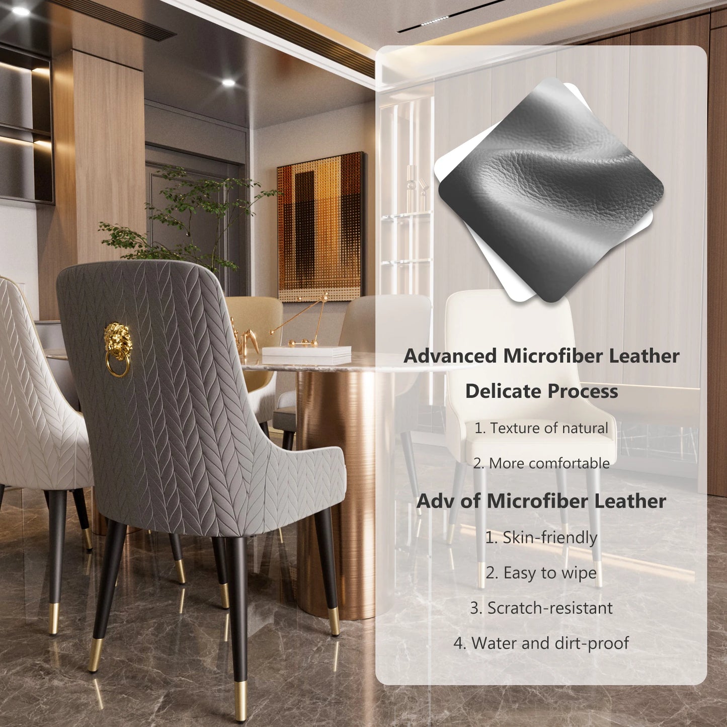 Modern Leather Set of 2 Dining Chairs
