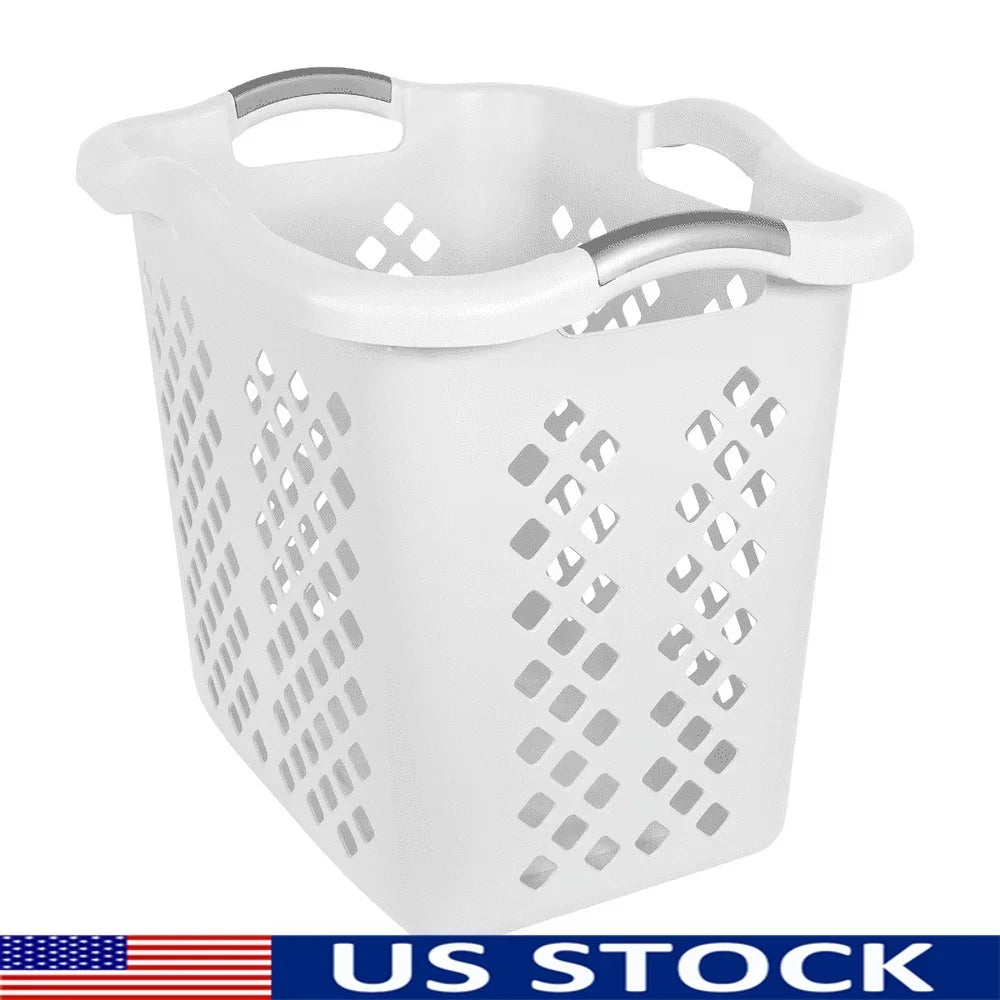 2 Bushel Plastic Laundry Basket Hamper with 4 Handles Toys Sports Equipment