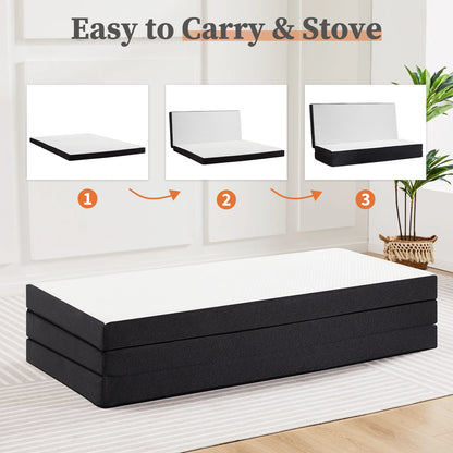 Tri-Fold Memory Foam Mattress with Collapsible and Washable Cover