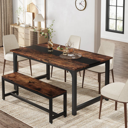 63"x31.5" Industrial Rectangular Kitchen Table for 6-8 Person