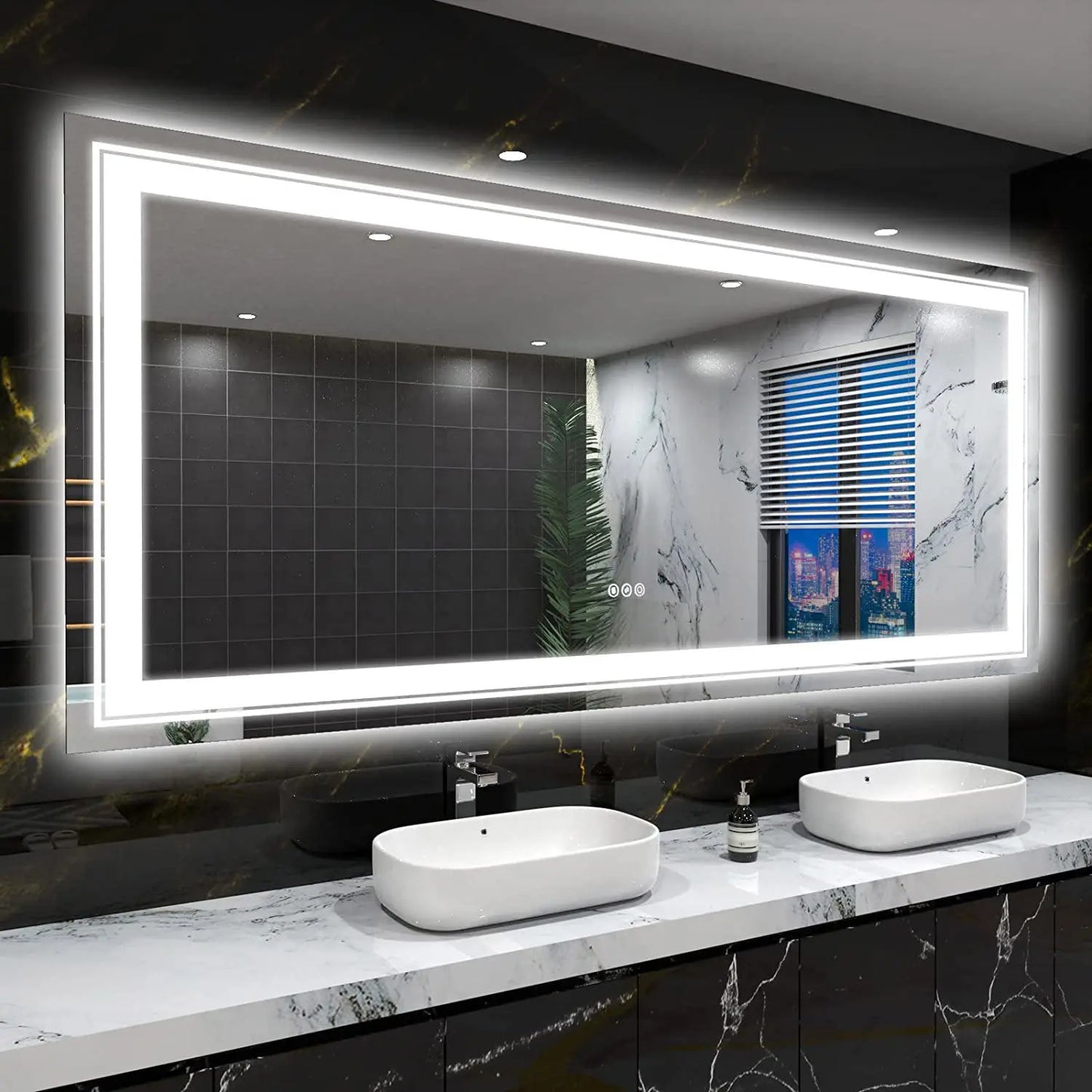48"X24" LED Bathroom Mirror with Lights, Anti-Fog, Dimmable, Backlit + Front Lit,
