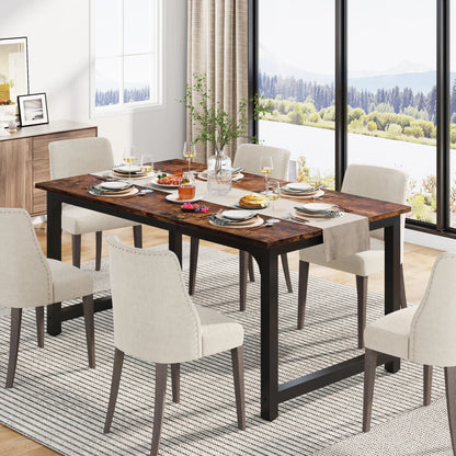 63"x31.5" Industrial Rectangular Kitchen Table for 6-8 Person