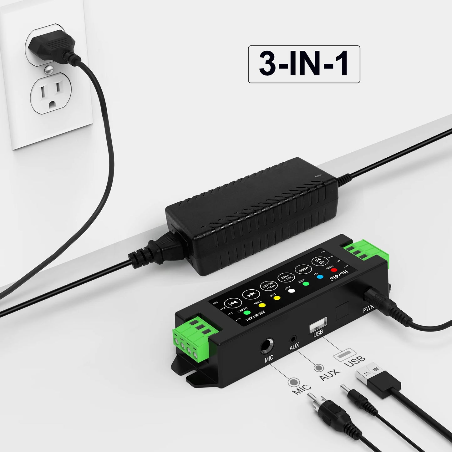 Herdio 4-Channel Bluetooth Amplifier 200W Power Output