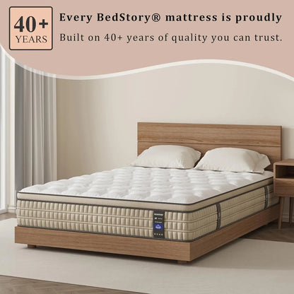 12 Inch Full/King Queen Hybrid Gel Memory Foam Mattress with Breathable Fabric