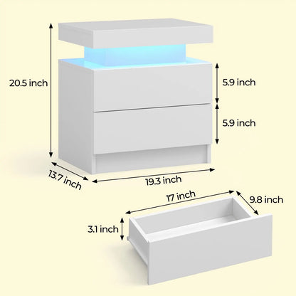 LED Nightstand End Table with RGB LED Lights