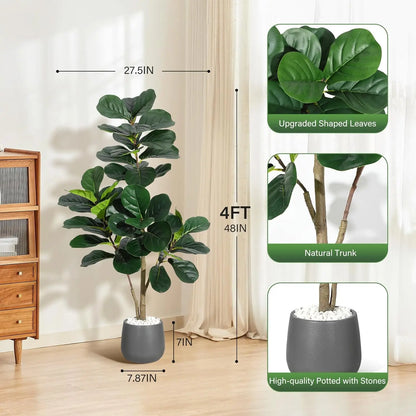 4FT/5FT/6FT/7FT Realistic Faux Ficus Lyrata Trees