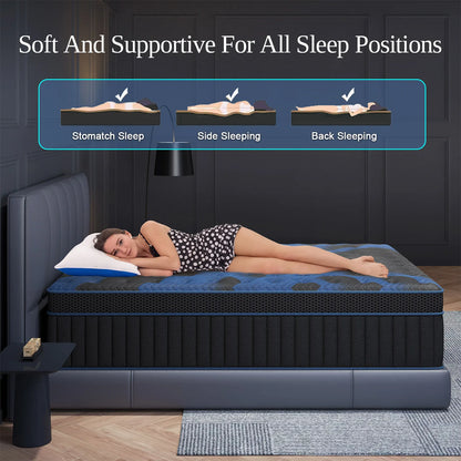 12"Gel Memory Foam Hybrid Pocket Spring Mattress Twin Full Queen King