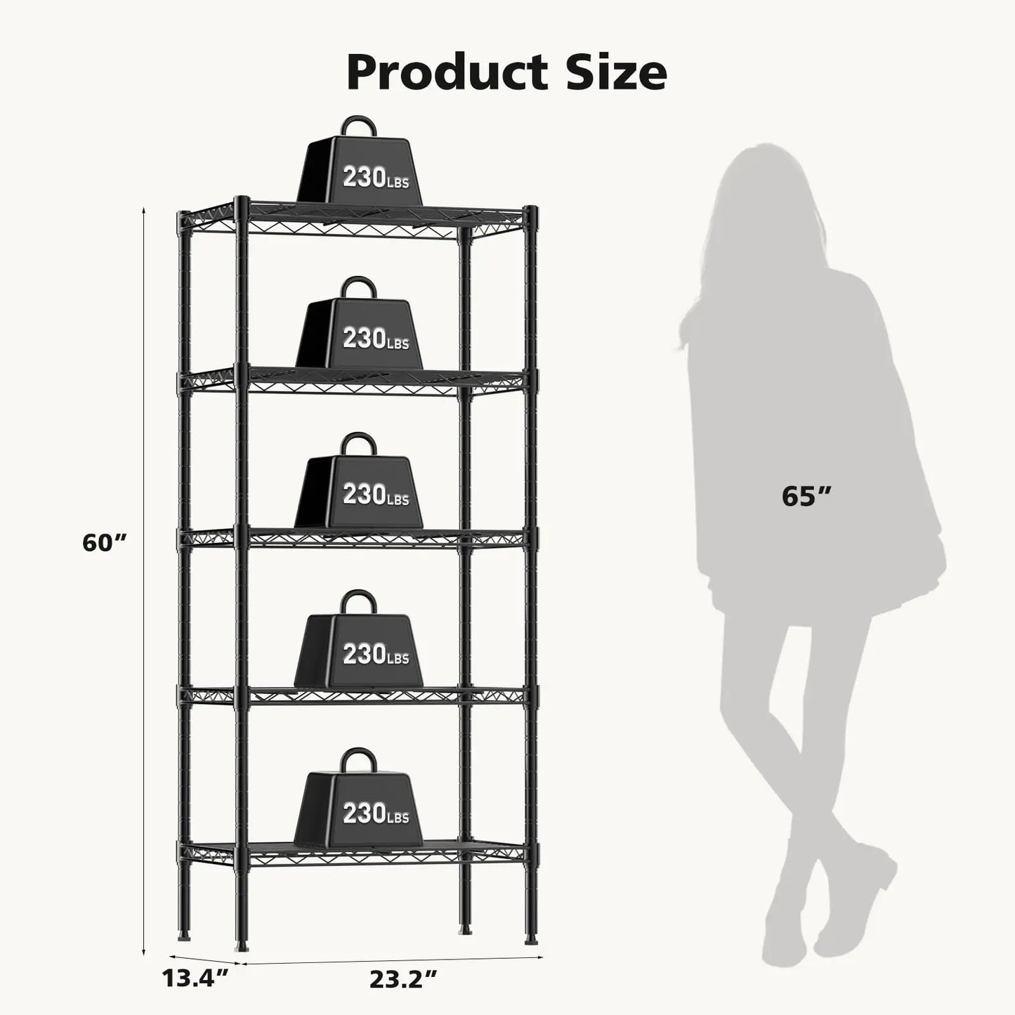 3-5 Tier Metal Wire Storage Shelves Adjustable Heavy Duty for Living Room and Kitchen