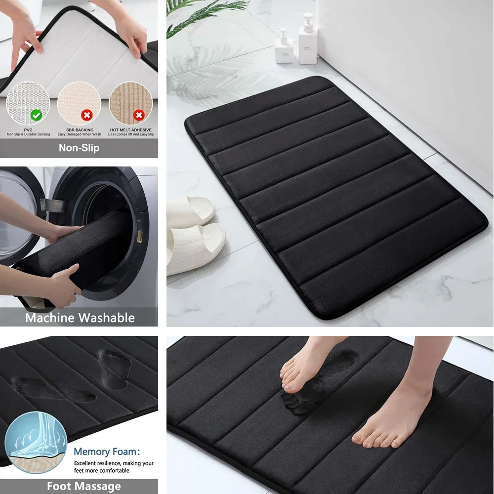 Super Absorbent Bath Mat Memory Foam Carpet Non-slip