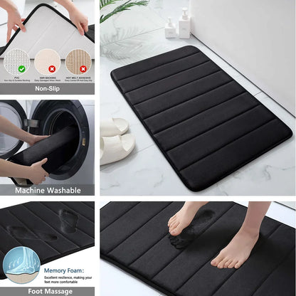 Super Absorbent Bath Mat Memory Foam Carpet Non-slip