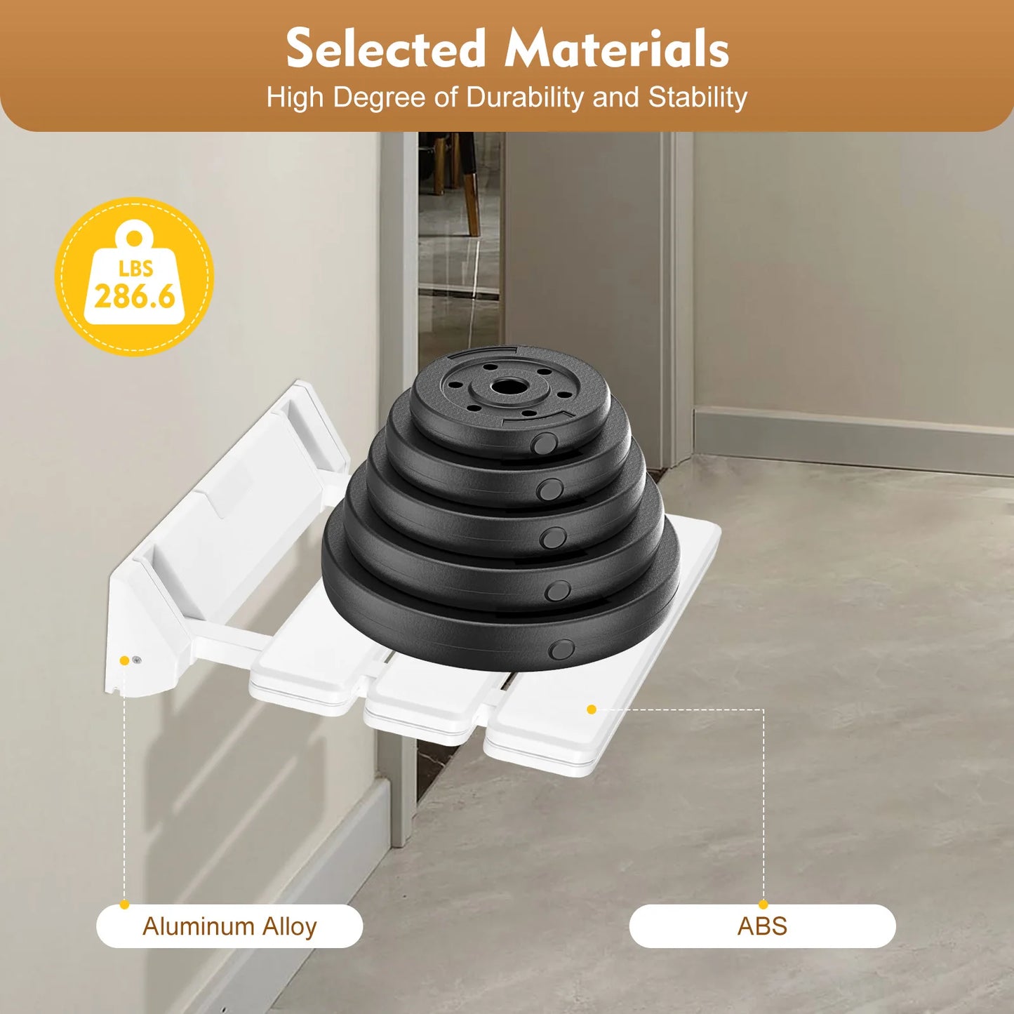 90° Folding Shower Seat Wall-Mounted Waterproof Bench Shoe Changing Stool for Bathrooms Porches 32*34cm