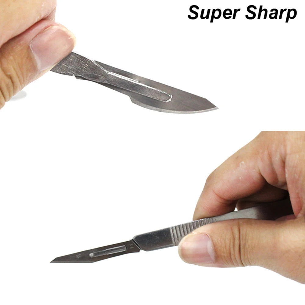 Scalpel Blade Set Metal Handle Stationery Steel Precision Craft Knife Cutter Wood Carve Stencil Box Open DIY Surgical Tool
