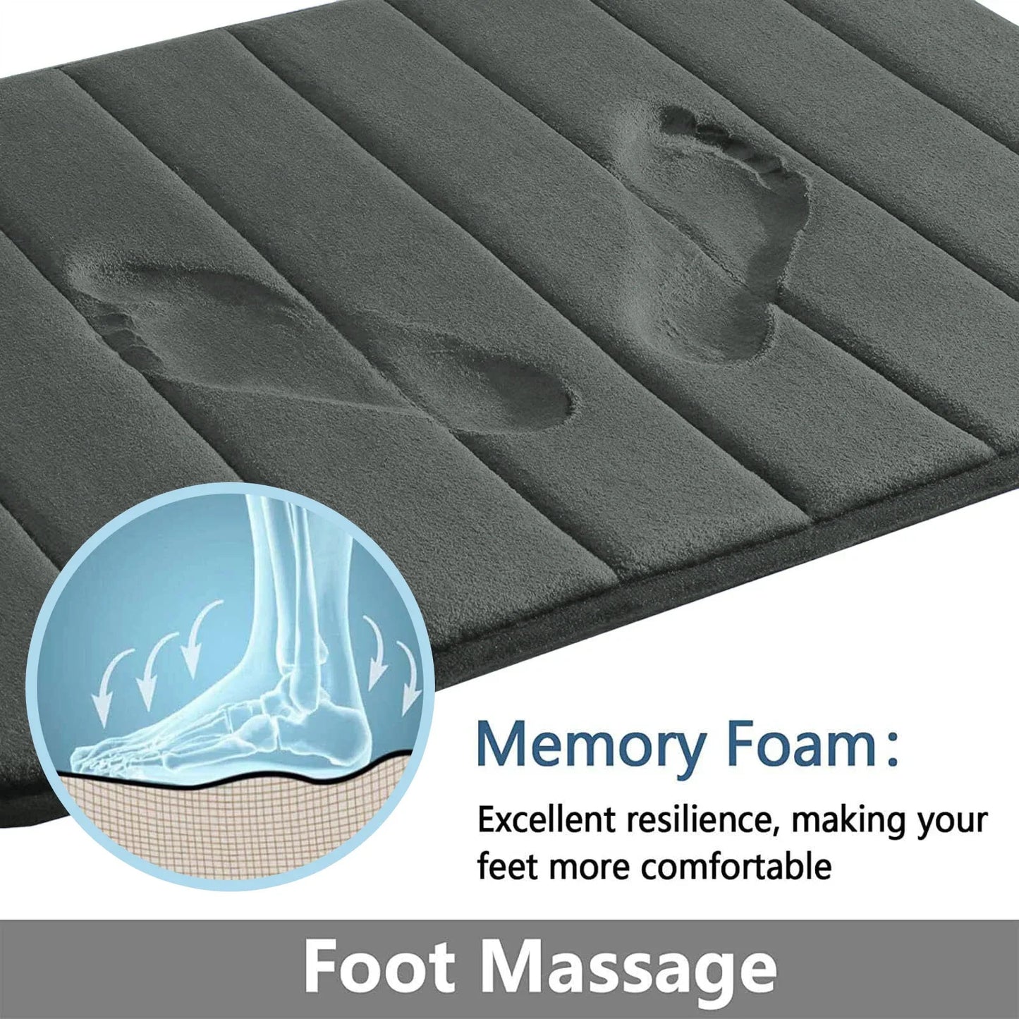 Super Absorbent Bath Mat Memory Foam Carpet Non-slip