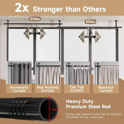 Divider for Room Separation  W, Curtain Rods No Drilling