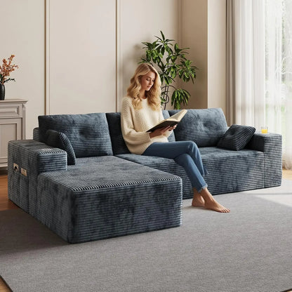 109" Boneless Couches for Living Room Modular Sectional Sofa with Oversized Chaise, L-Shape Cloud Couch with Deep, Customized