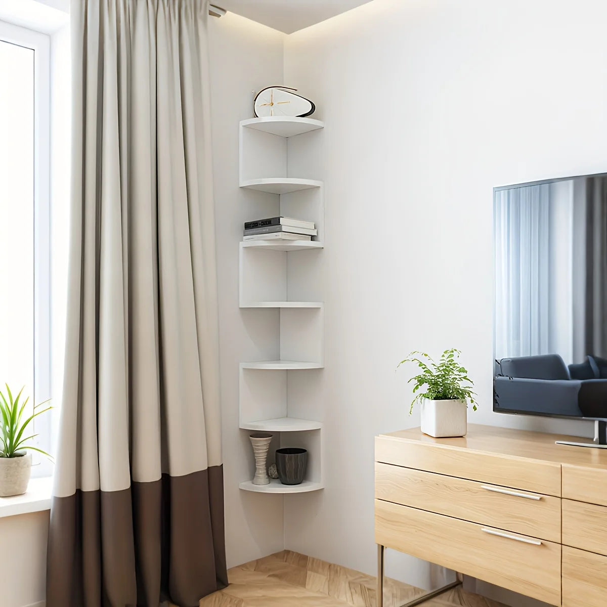 7-Tier Rustic Wall-Mounted Corner Shelfs