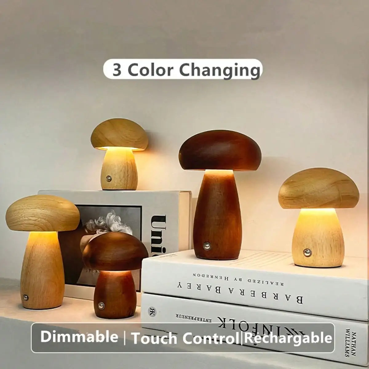 1pc Dimmable LED Mushroom Table Lamp