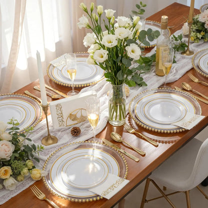 300-Piece Gold Plastic Silverware Set: Heavy Duty Disposable Cutlery