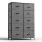 Bedside Table  With 10 Fabric Drawers Nightstand
