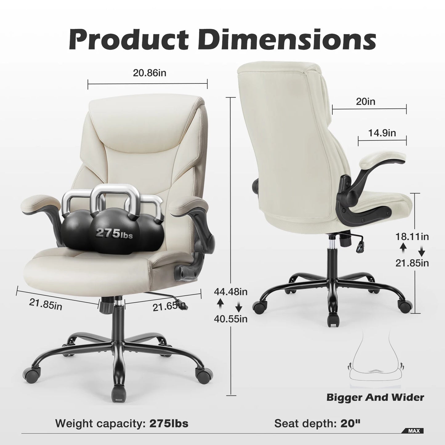 Ergonomic PU Leather Padded Chair Swivel Wheel With Lumbar Support