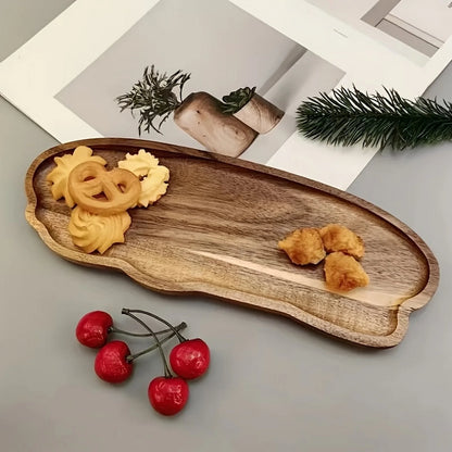 Japanese Style Acacia Wood Tray Rectangular Serving Plate Heat Resistant
