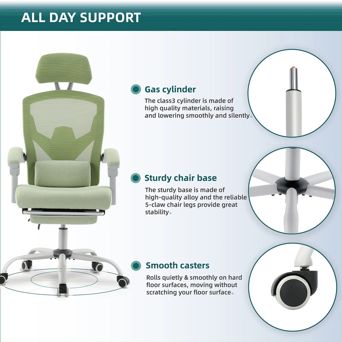 Ergonomic Reclining High Back Mesh Chair Lumbar Support Pillow