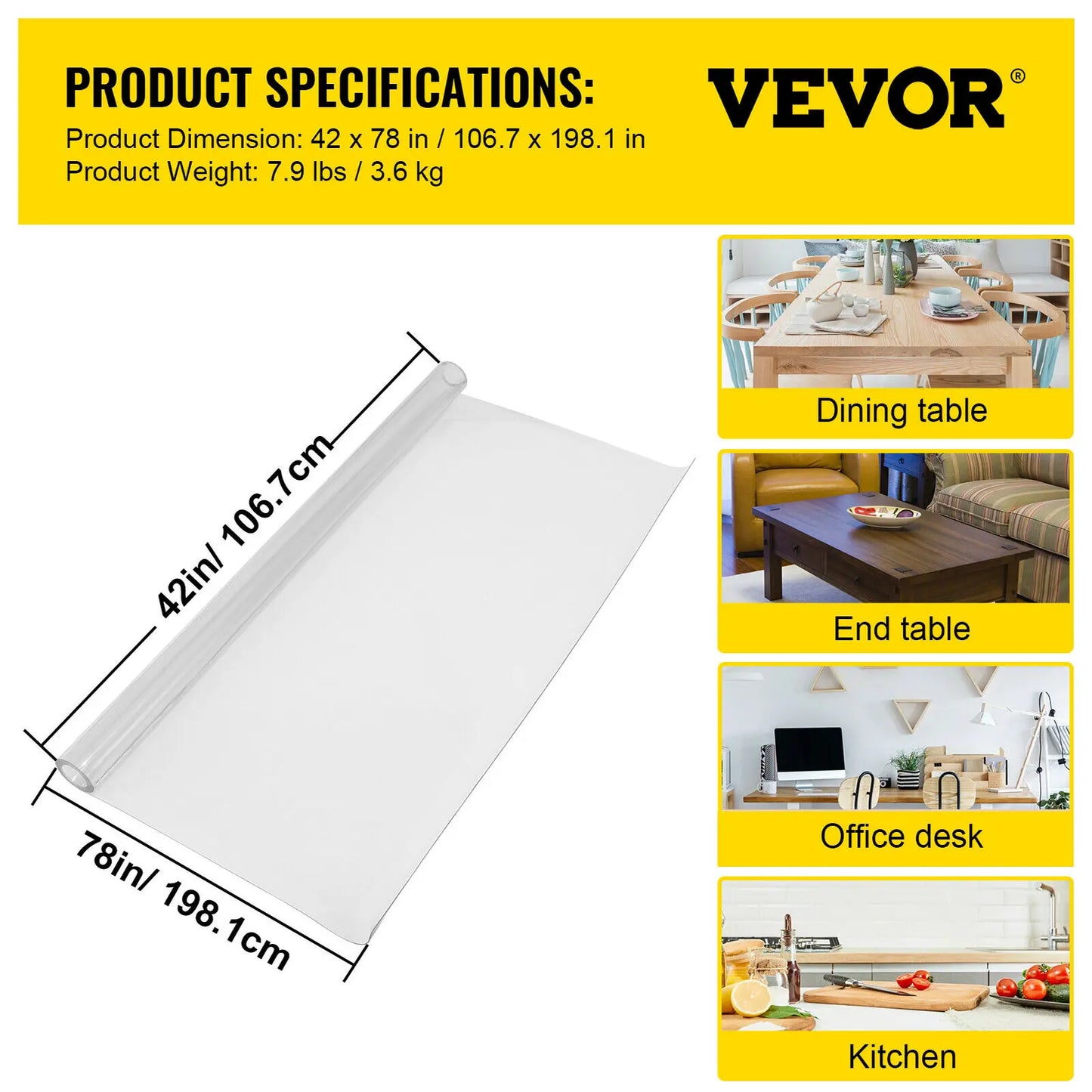 1.5mm2mm PVC Table Cloth Clear Protector