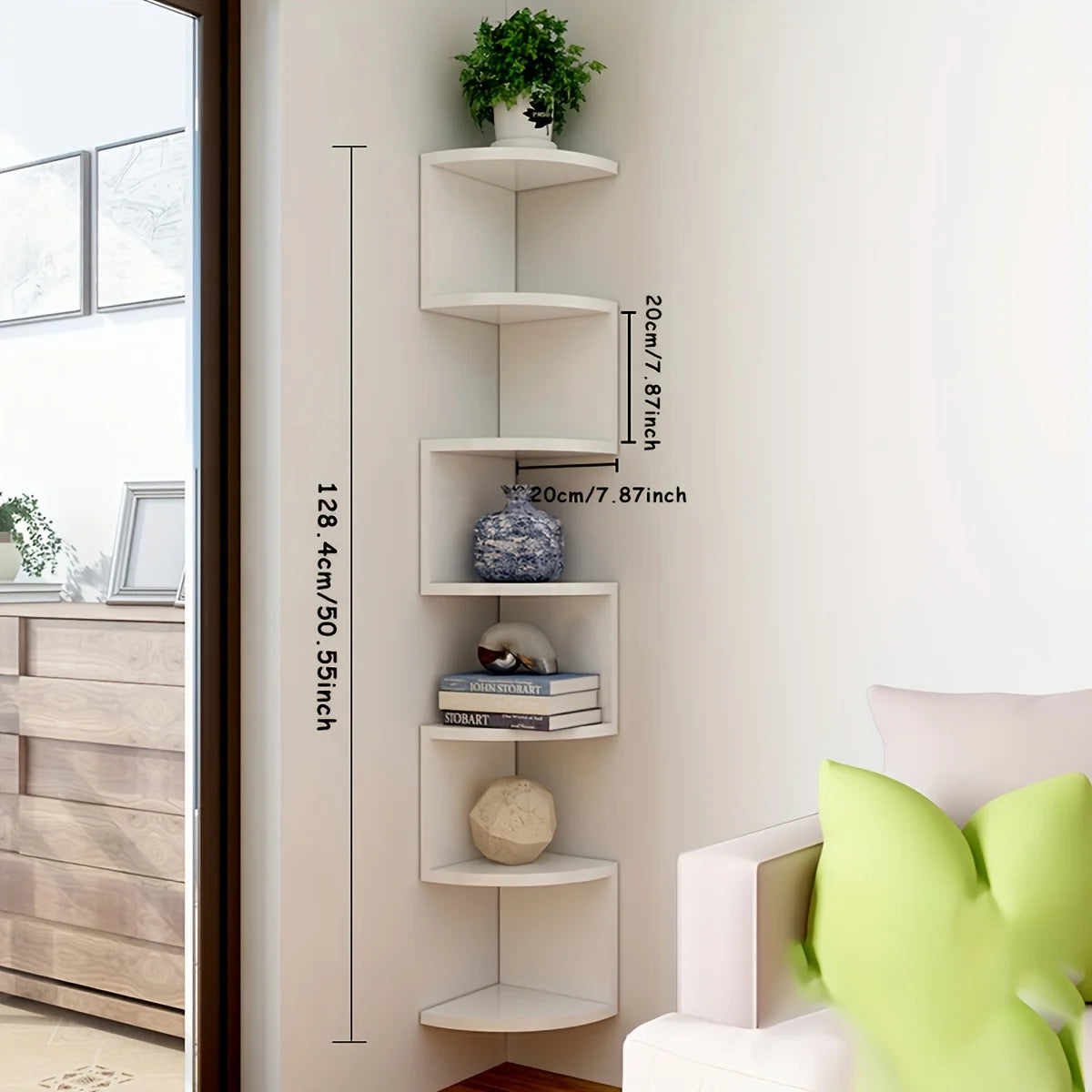 7-Tier Rustic Wall-Mounted Corner Shelfs