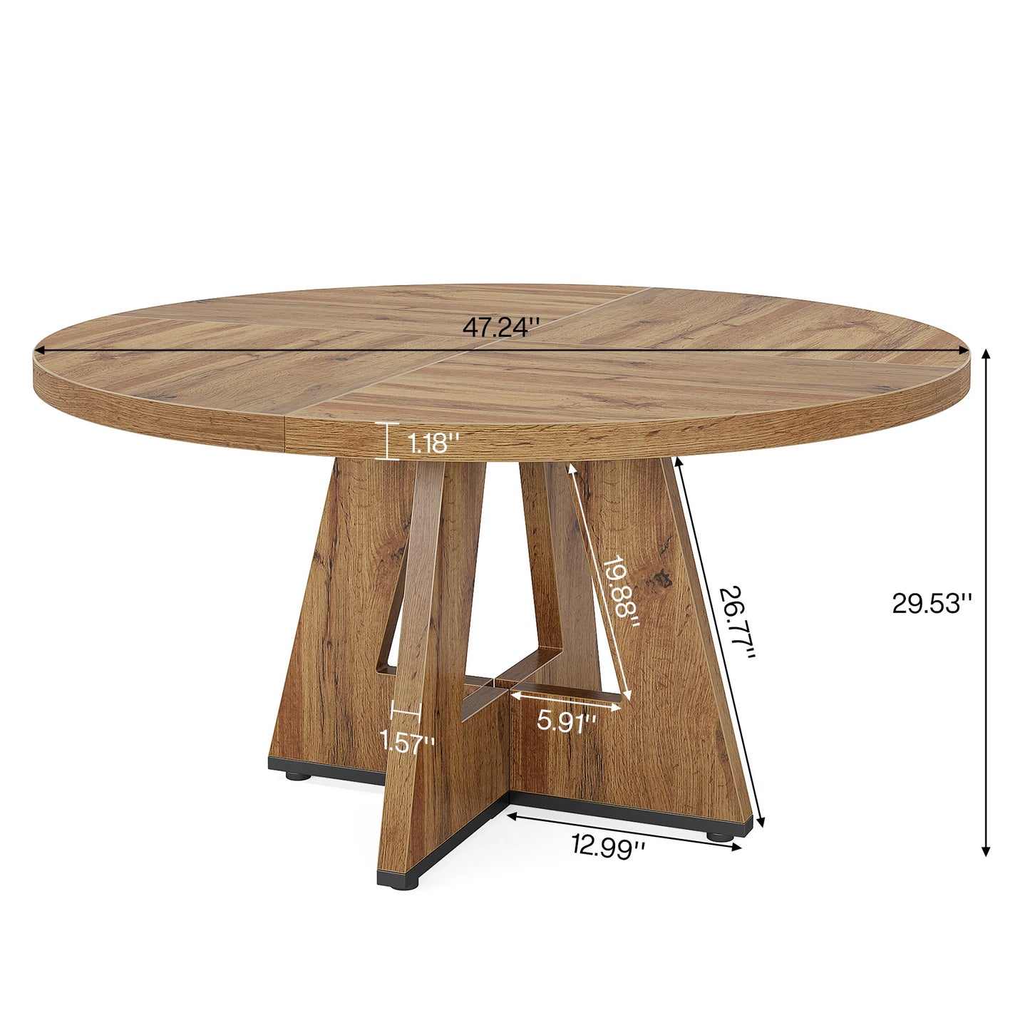 Round Beautiful Wood Dining Table for 4