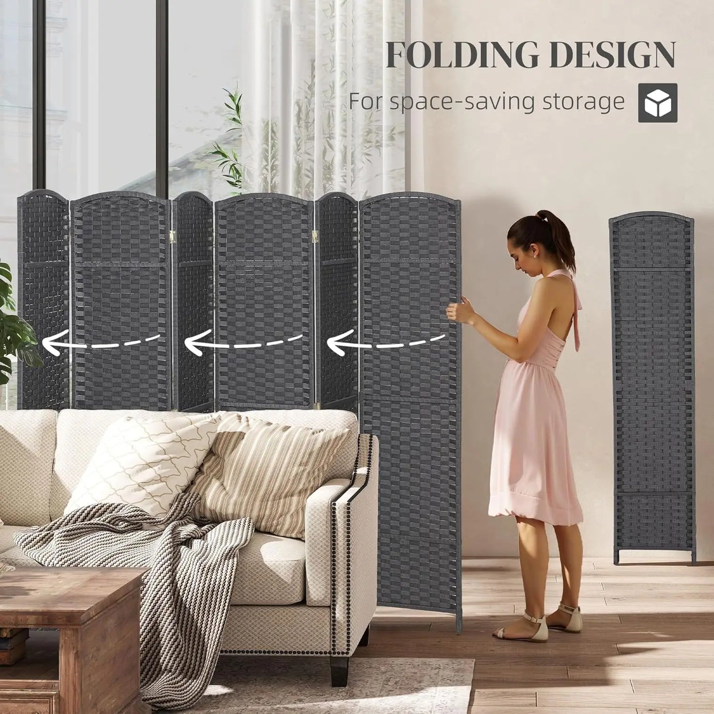 6 panel 5.6' Tall Freestanding Wall Partition