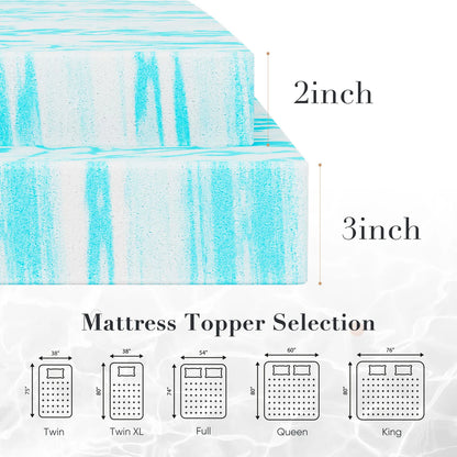 2-3 Inch Thick Gel Cooling Memory Foam Mattress Topper