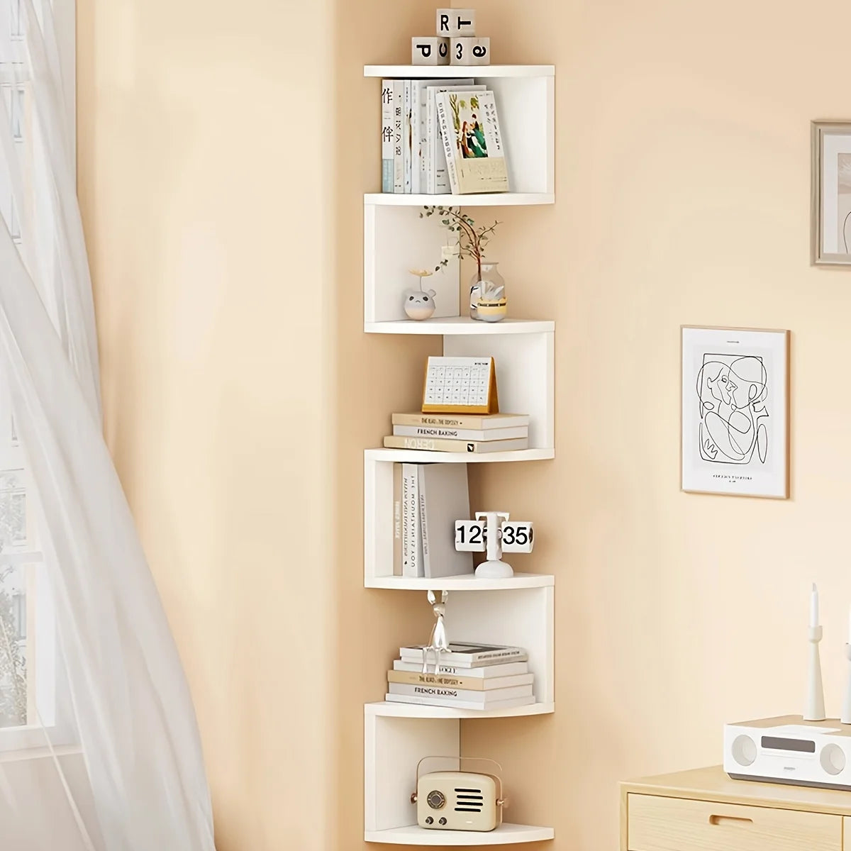 7-Tier Rustic Wall-Mounted Corner Shelfs