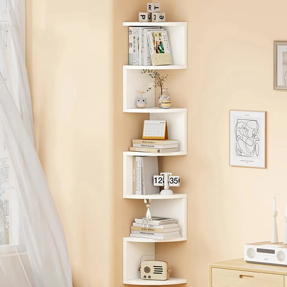 7-Tier Rustic Wall-Mounted Corner Shelfs