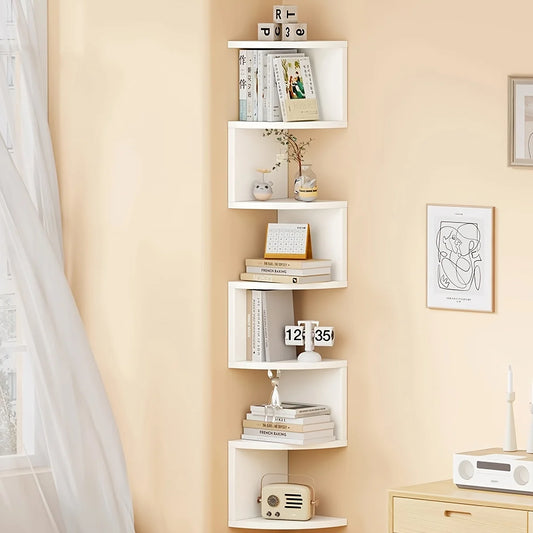 7-Tier Rustic Wall-Mounted Corner Shelfs