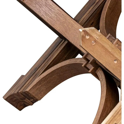 Round Acacia Wood Dining Table, Antique Walnut Finish