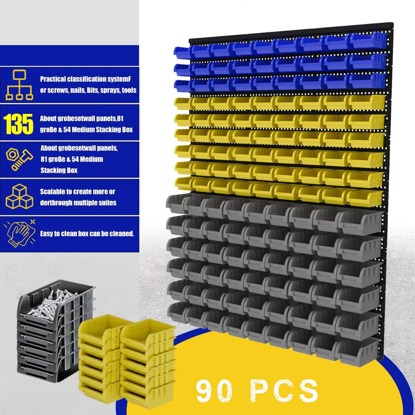 45/90/135pcs Wall-Mounted Tool Organizer