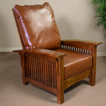 Craftsman-Mission Leather-Oak Morris Arm Chair-Russet Brown-RB-2