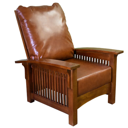Craftsman-Mission Leather-Oak Morris Arm Chair-Russet Brown-RB-2