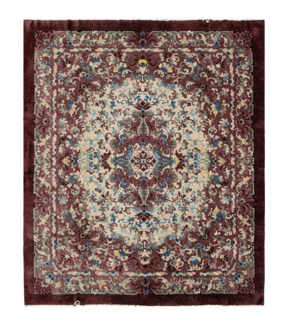 8' X 10' Vintage Handmade Chinese Art Deco Peking Nichols Wool Rug Flowers Nice