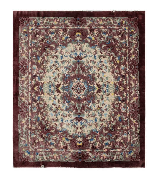 8' X 10' Vintage Handmade Chinese Art Deco Peking Nichols Wool Rug Flowers Nice