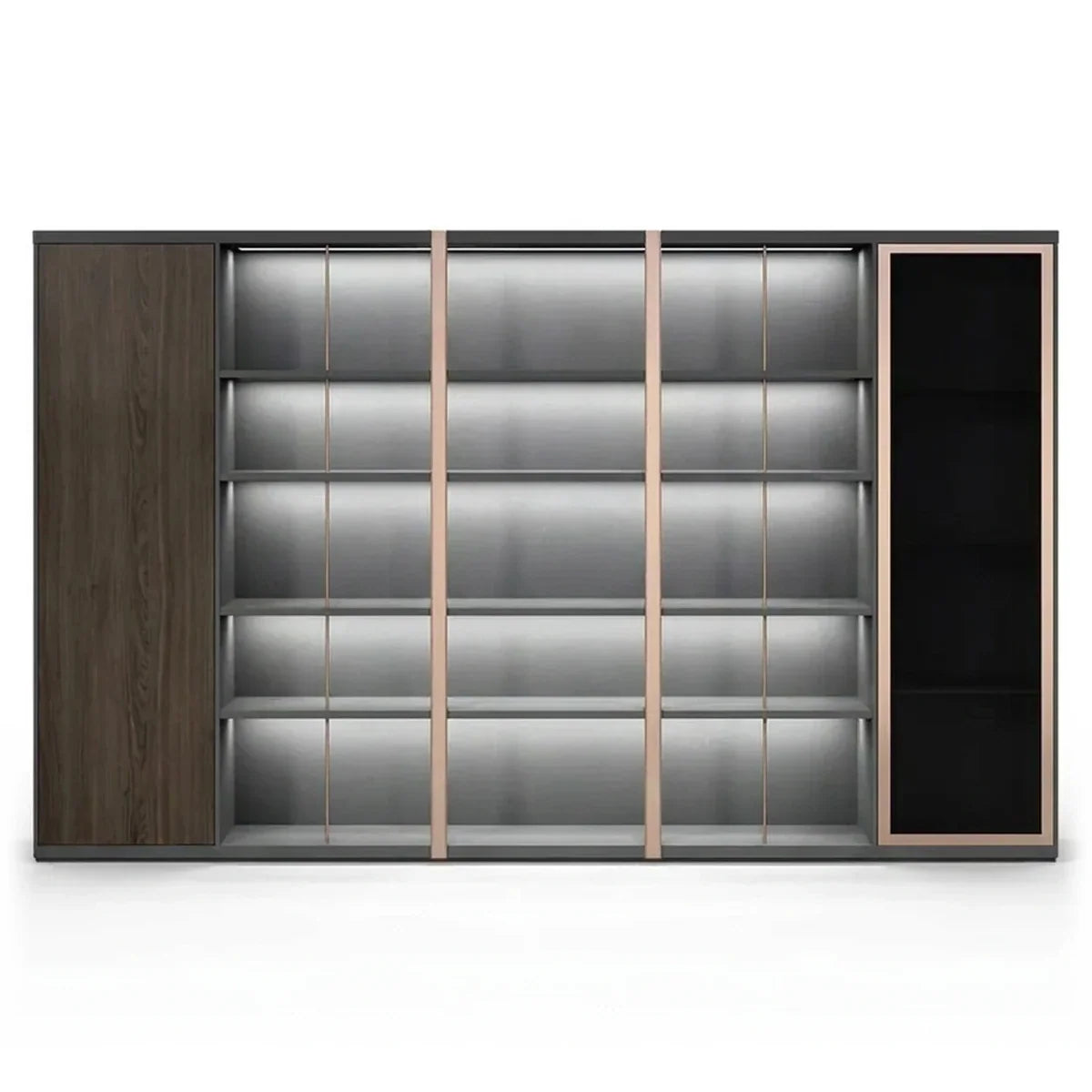 Keats · Office Library Shelves w/ Lighting, Suit Closet & Storage